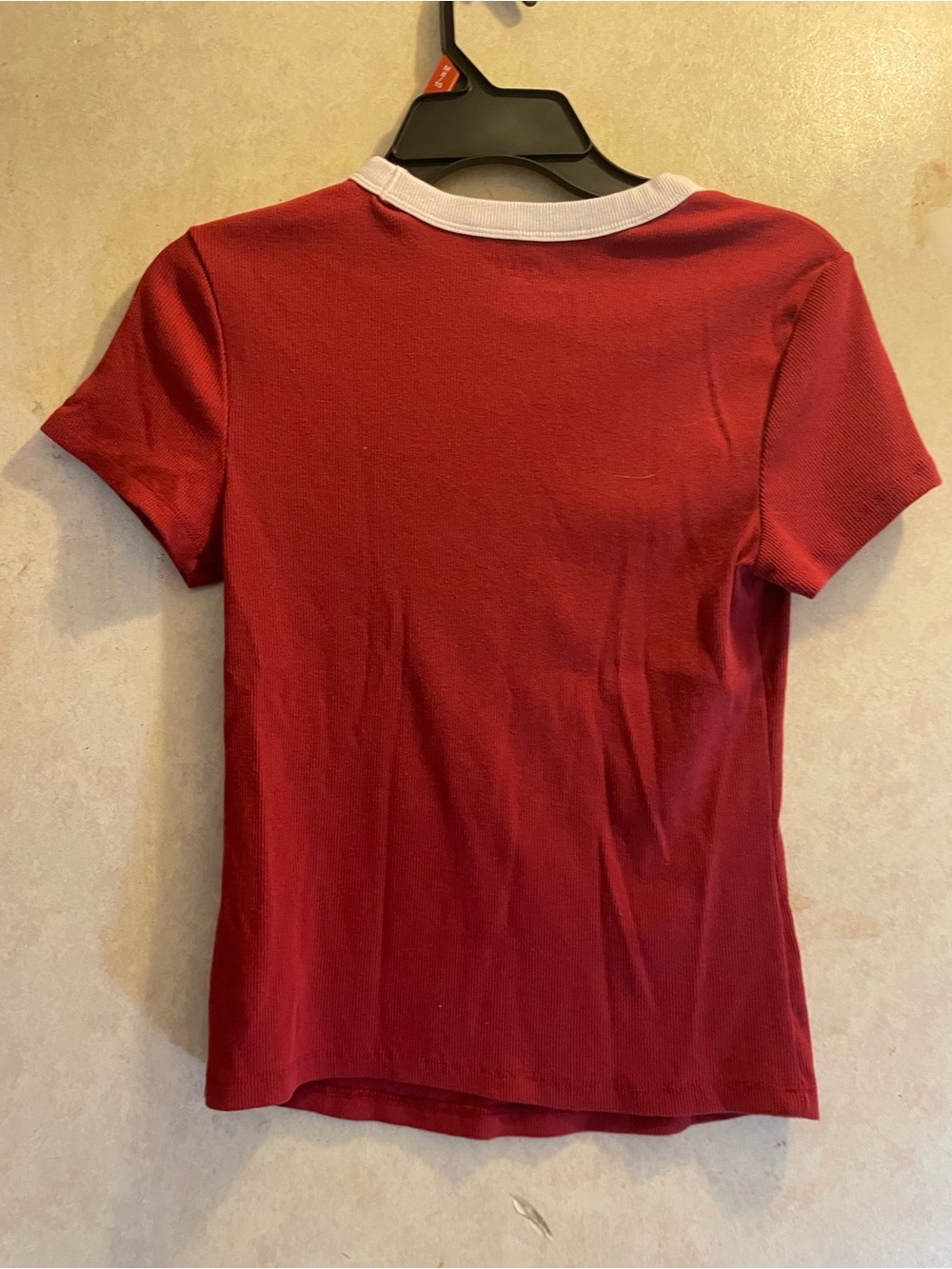 Old Navy Red Short-Sleeve Ringer Tee with White Script - Picture 3 of 4